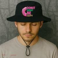 Donut Worry Be Happy Positive Quote Bucket Hat thumb 2
