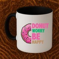 Donut Worry Be Happy Positive Quote Coffee Mug thumb 2