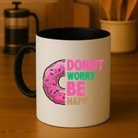 Donut Worry Be Happy Positive Quote Coffee Mug thumb 4