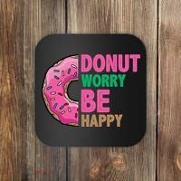 Donut Worry Be Happy Positive Quote Coaster thumb 0