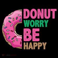 Donut Worry Be Happy Positive Quote Women's Hoodie thumb 2