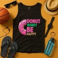 Donut Worry Be Happy Positive Quote Tank Top thumb 4