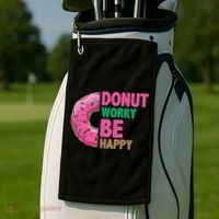 Donut Worry Be Happy Positive Quote Golf Towel thumb 2