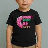Donut Worry Be Happy Positive Quote Toddler T-Shirt thumb 2