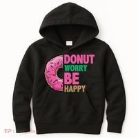 Donut Worry Be Happy Positive Quote Kids Hoodie thumb 0