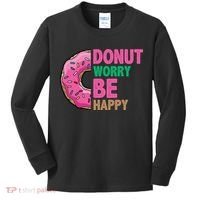 Donut Worry Be Happy Positive Quote Kids Long Sleeve Shirt thumb 0