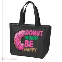 Donut Worry Be Happy Positive Quote Tote Bag thumb 3