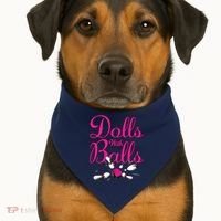 Dolls With Balls, Funny Women Bowling Team Name USA-Made Doggie Bandana thumb 1