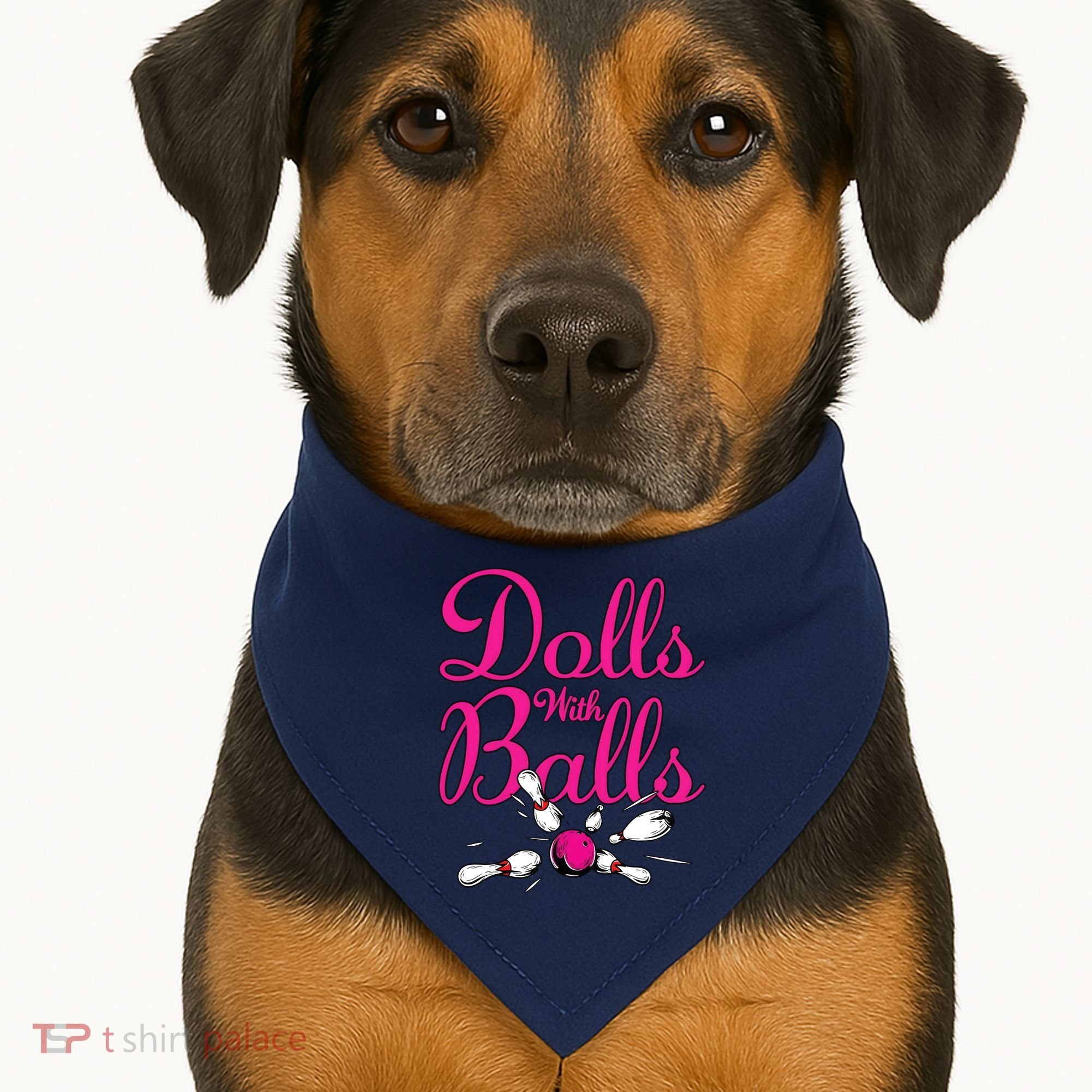 Dolls With Balls, Funny Women Bowling Team Name USA-Made Doggie Bandana