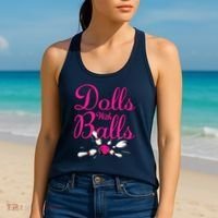 Dolls With Balls, Funny Women Bowling Team Name Women's Tank Top thumb 2