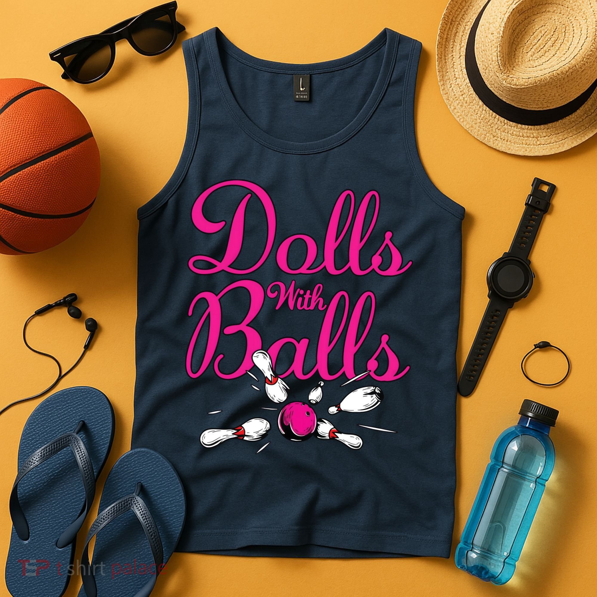 Dolls With Balls, Funny Women Bowling Team Name Tank Top
