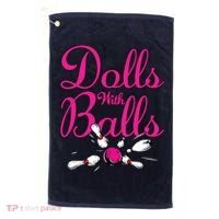 Dolls With Balls, Funny Women Bowling Team Name Golf Towel thumb 0