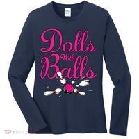 Dolls With Balls, Funny Women Bowling Team Name Women's Long Sleeve Shirt thumb 0