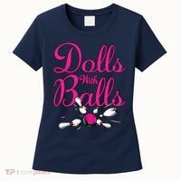 Dolls With Balls, Funny Women Bowling Team Name Women's T-Shirt thumb 0