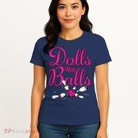 Dolls With Balls, Funny Women Bowling Team Name Women's T-Shirt thumb 4