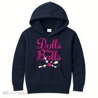 Dolls With Balls, Funny Women Bowling Team Name Kids Hoodie thumb 0