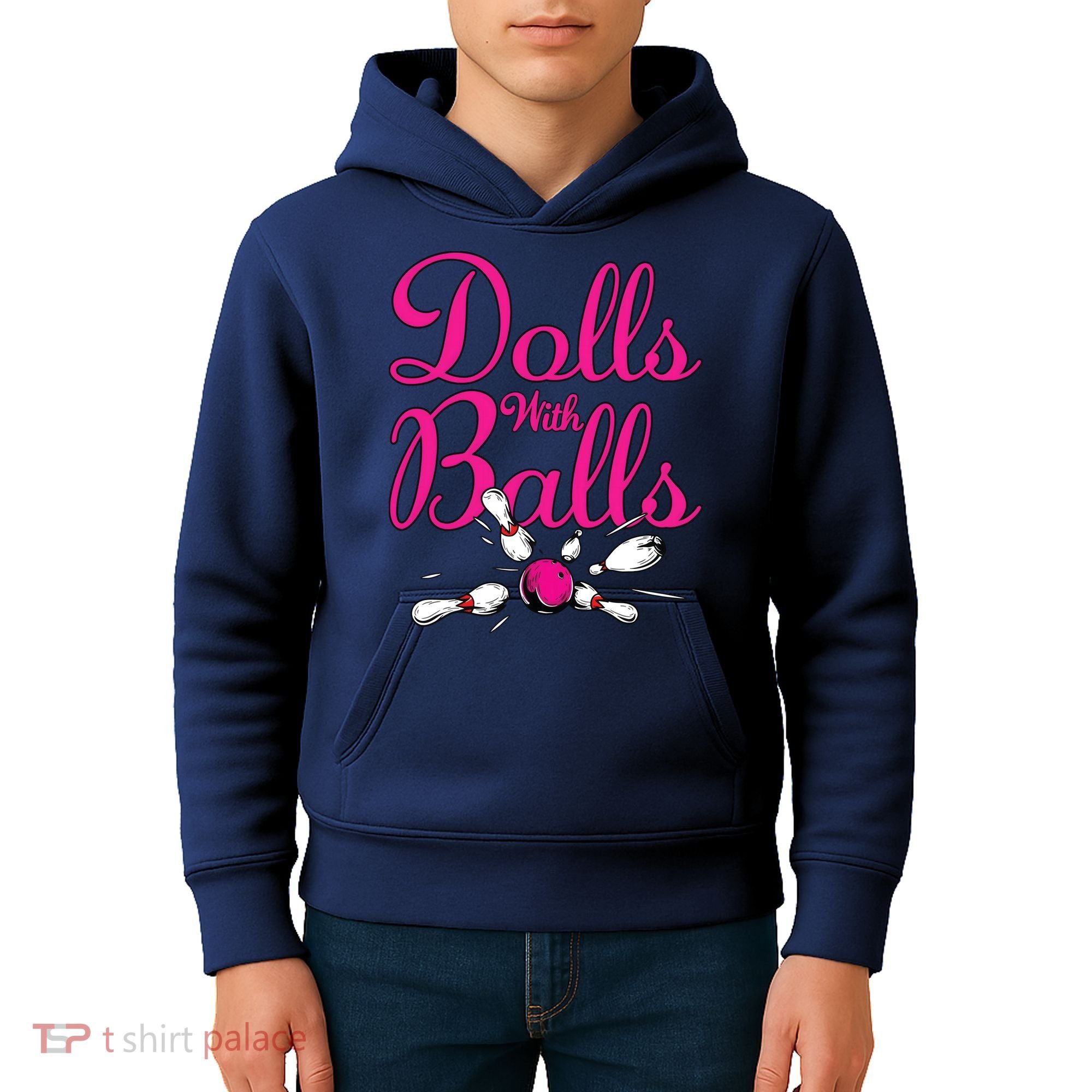Dolls With Balls, Funny Women Bowling Team Name Kids Hoodie