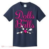 Dolls With Balls, Funny Women Bowling Team Name Kids T-Shirt thumb 0
