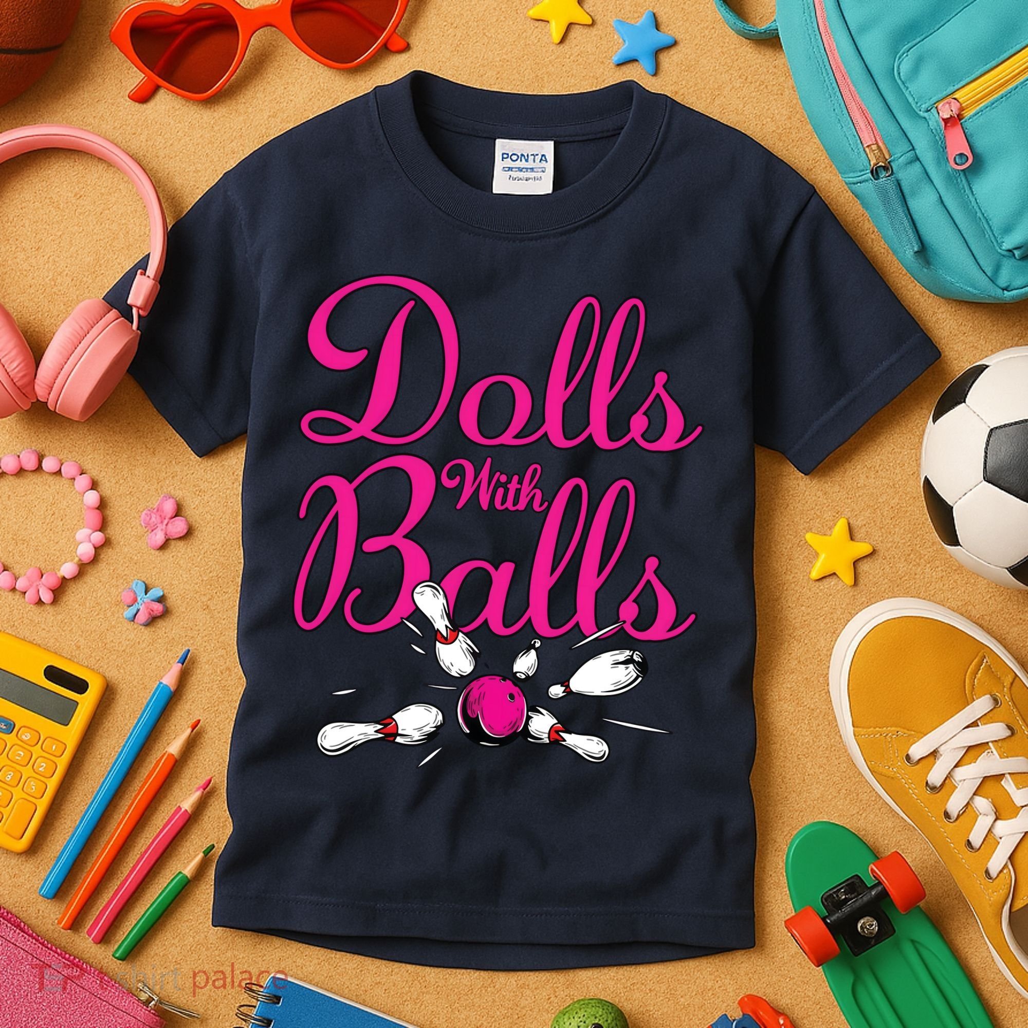 Dolls With Balls, Funny Women Bowling Team Name Kids T-Shirt
