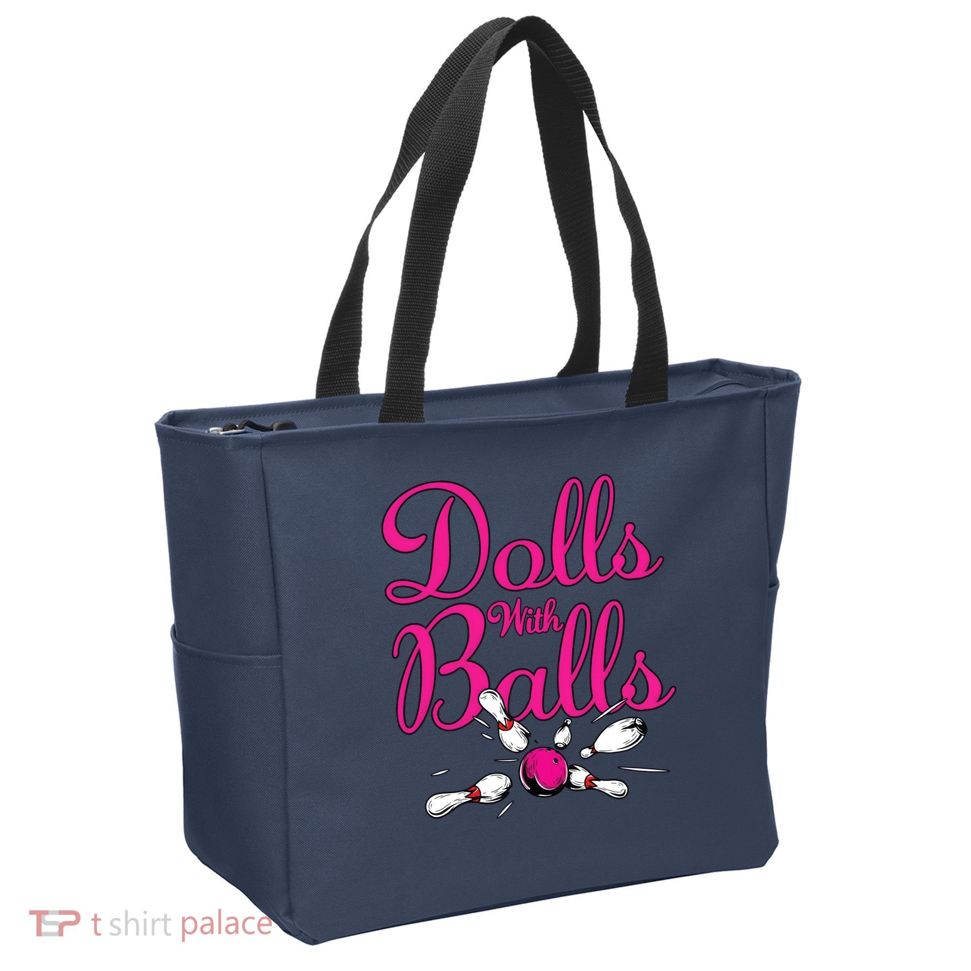 Dolls With Balls, Funny Women Bowling Team Name Tote Bag