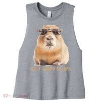 Dont Worry Be Capy Capybara Funny Capybara Lovers Women's Racerback Cropped Tank thumb 0
