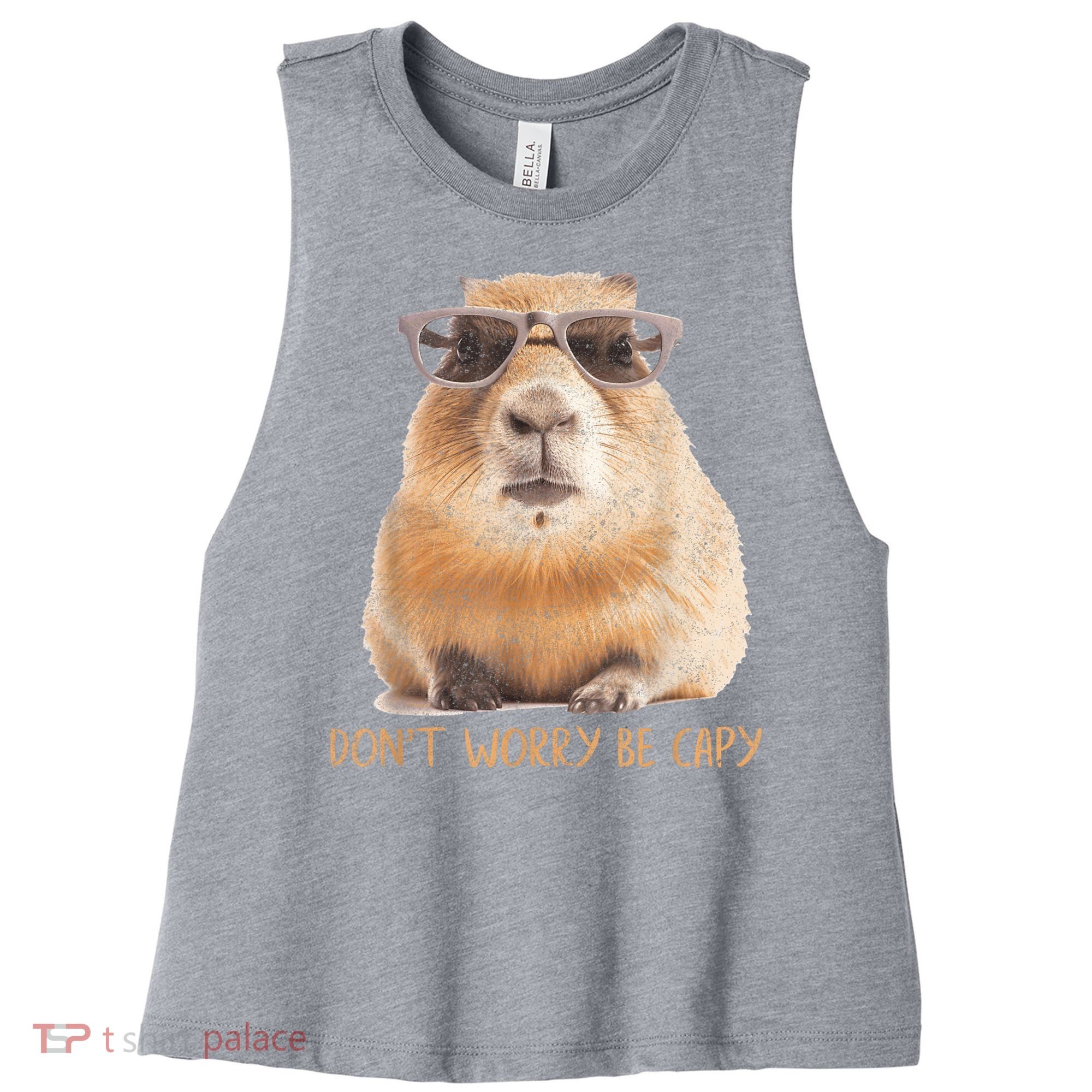 Dont Worry Be Capy Capybara Funny Capybara Lovers Women's Racerback Cropped Tank