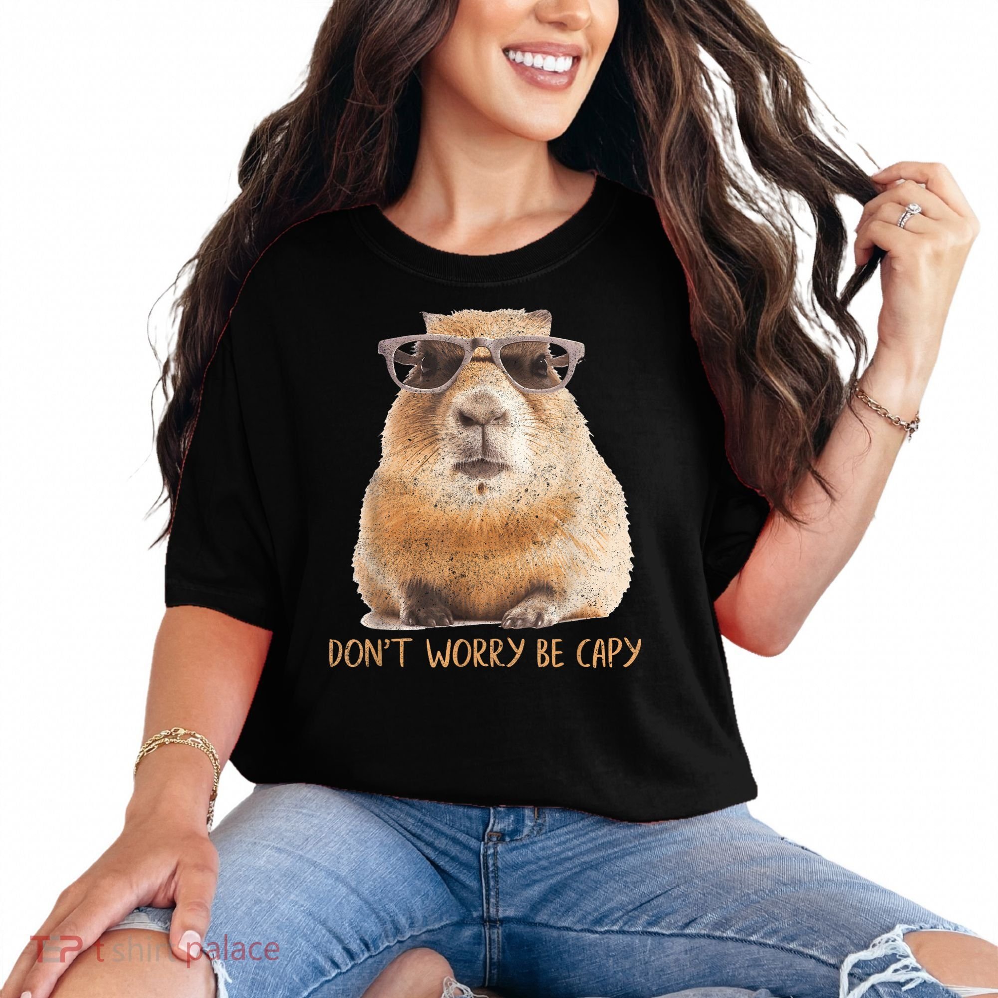 Dont Worry Be Capy Capybara Funny Capybara Lovers Comfort Colors T-Shirt