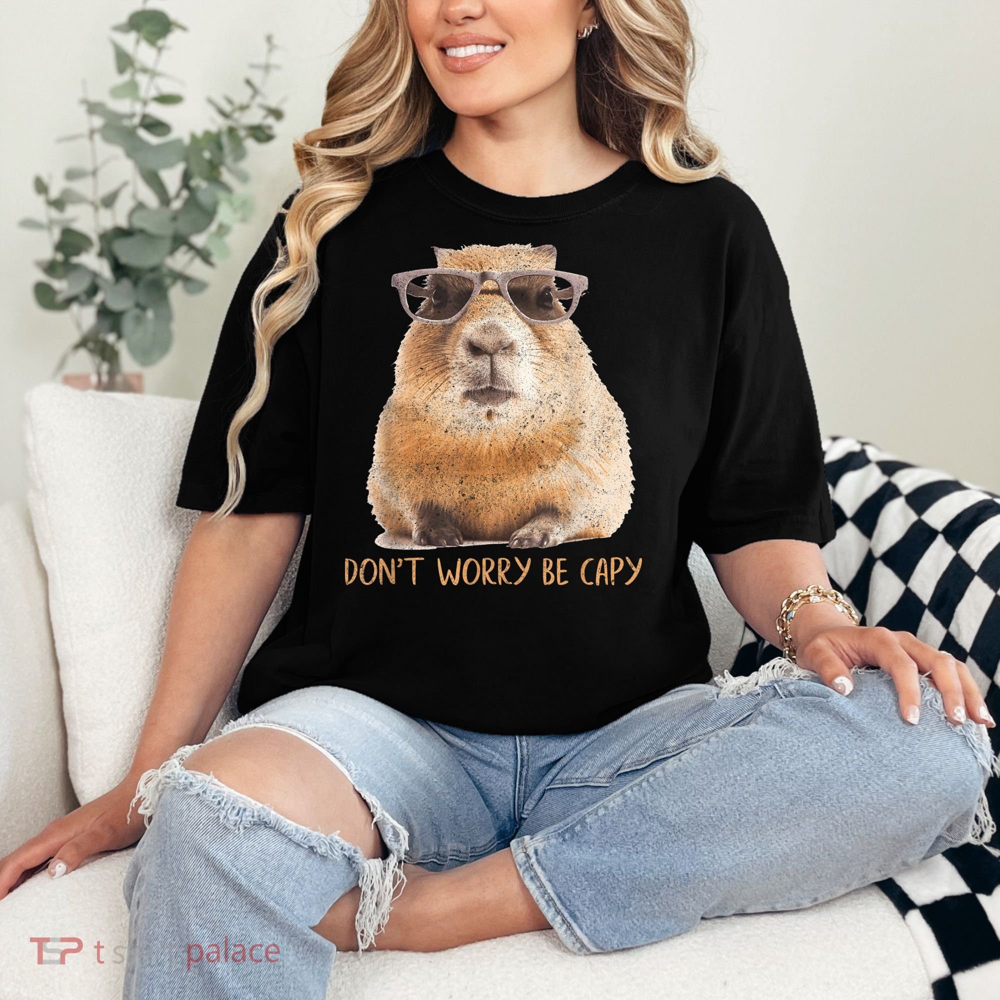Dont Worry Be Capy Capybara Funny Capybara Lovers Comfort Colors T-Shirt