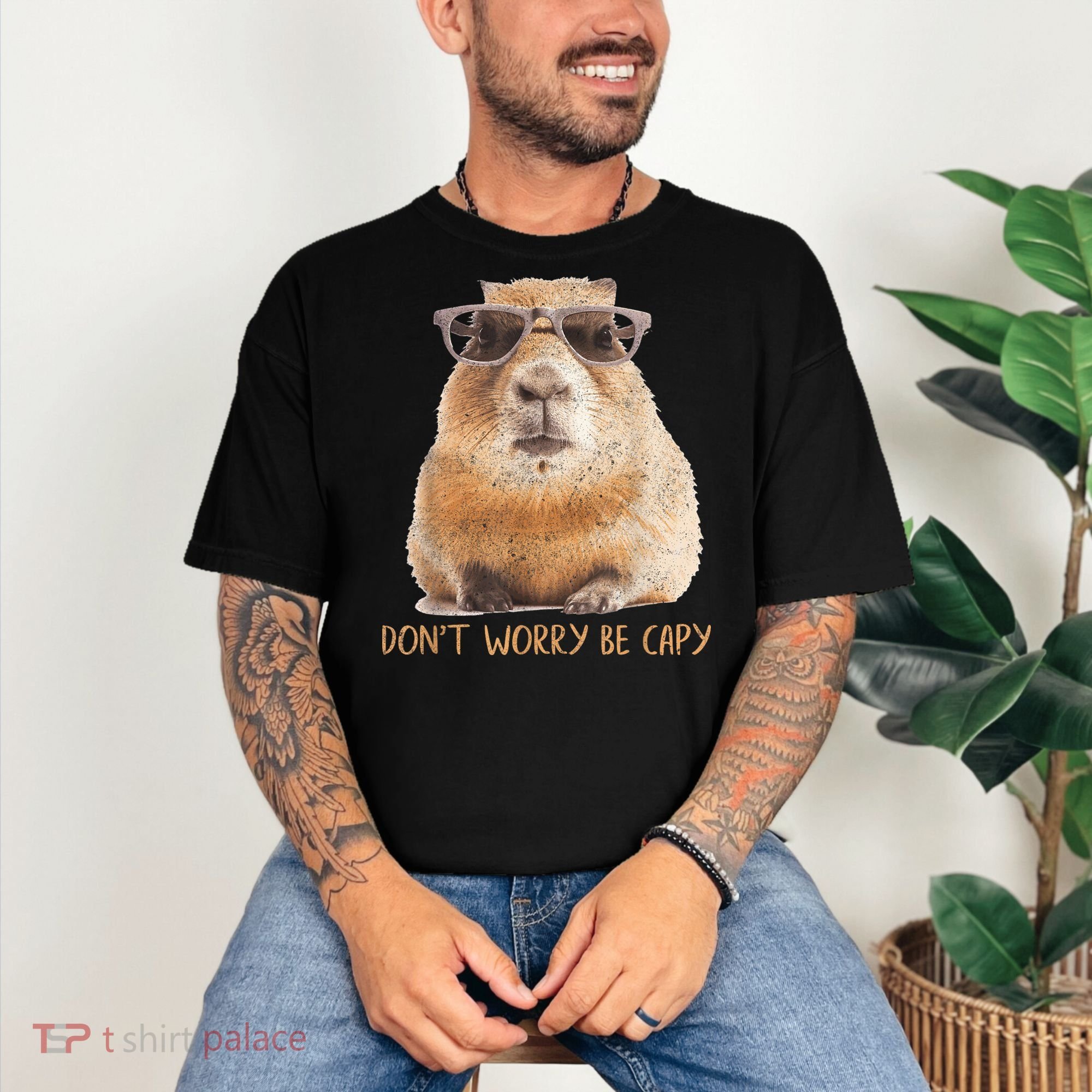Dont Worry Be Capy Capybara Funny Capybara Lovers Comfort Colors T-Shirt