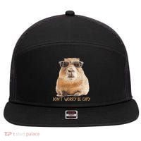Dont Worry Be Capy Capybara Funny Capybara Lovers 7 Panel Mesh Trucker Snapback Hat thumb 0