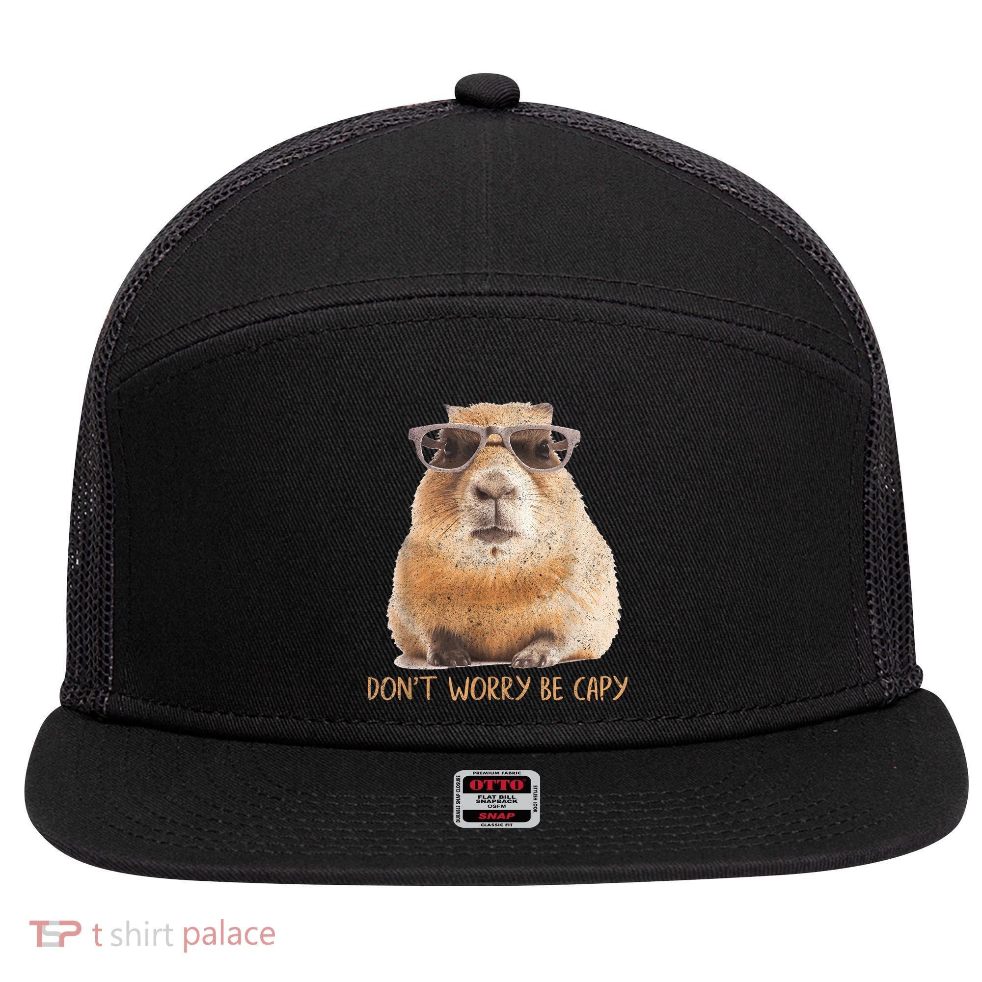 Dont Worry Be Capy Capybara Funny Capybara Lovers 7 Panel Mesh Trucker Snapback Hat