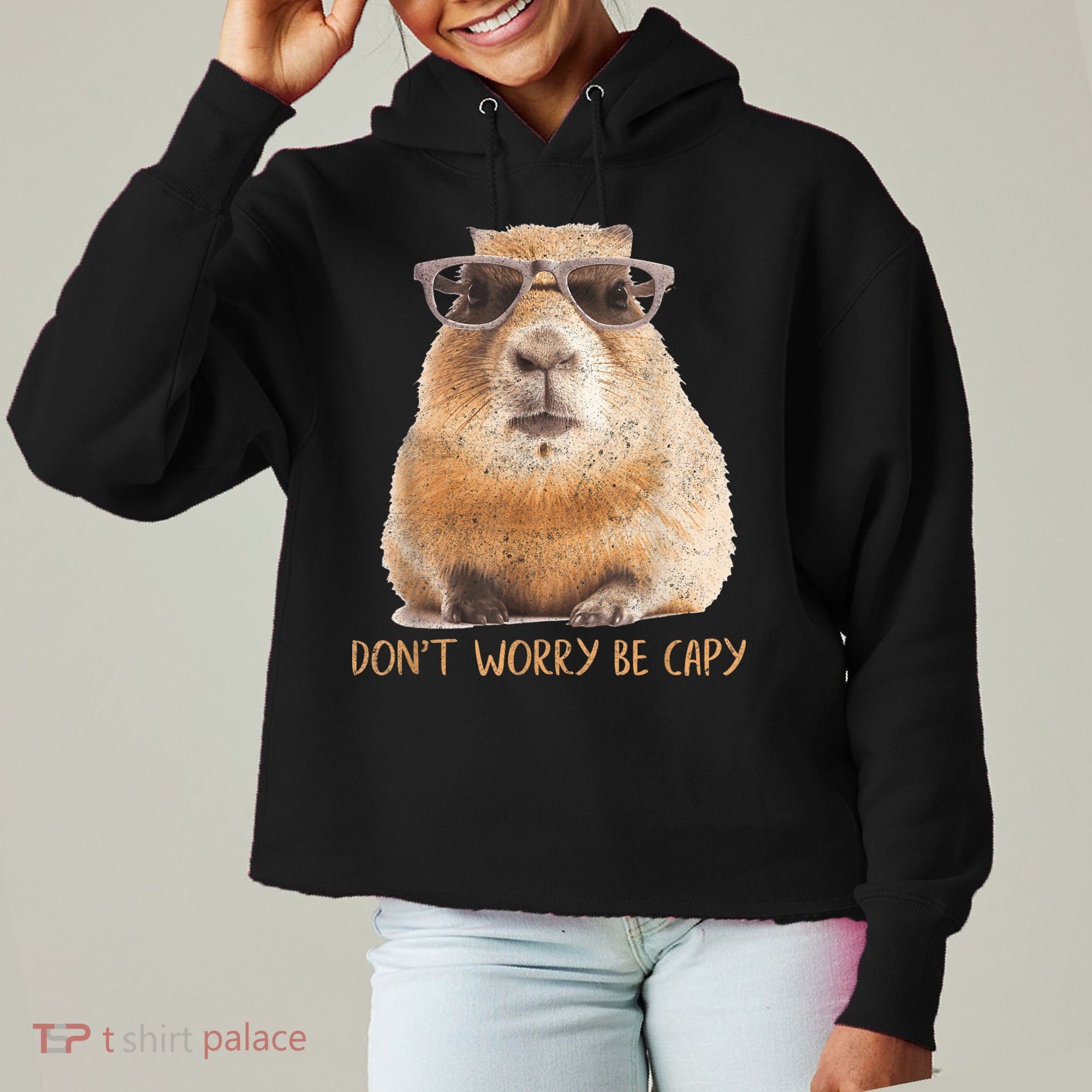 Dont Worry Be Capy Capybara Funny Capybara Lovers Ladies Heavyweight Boxy Pullover Hoodie