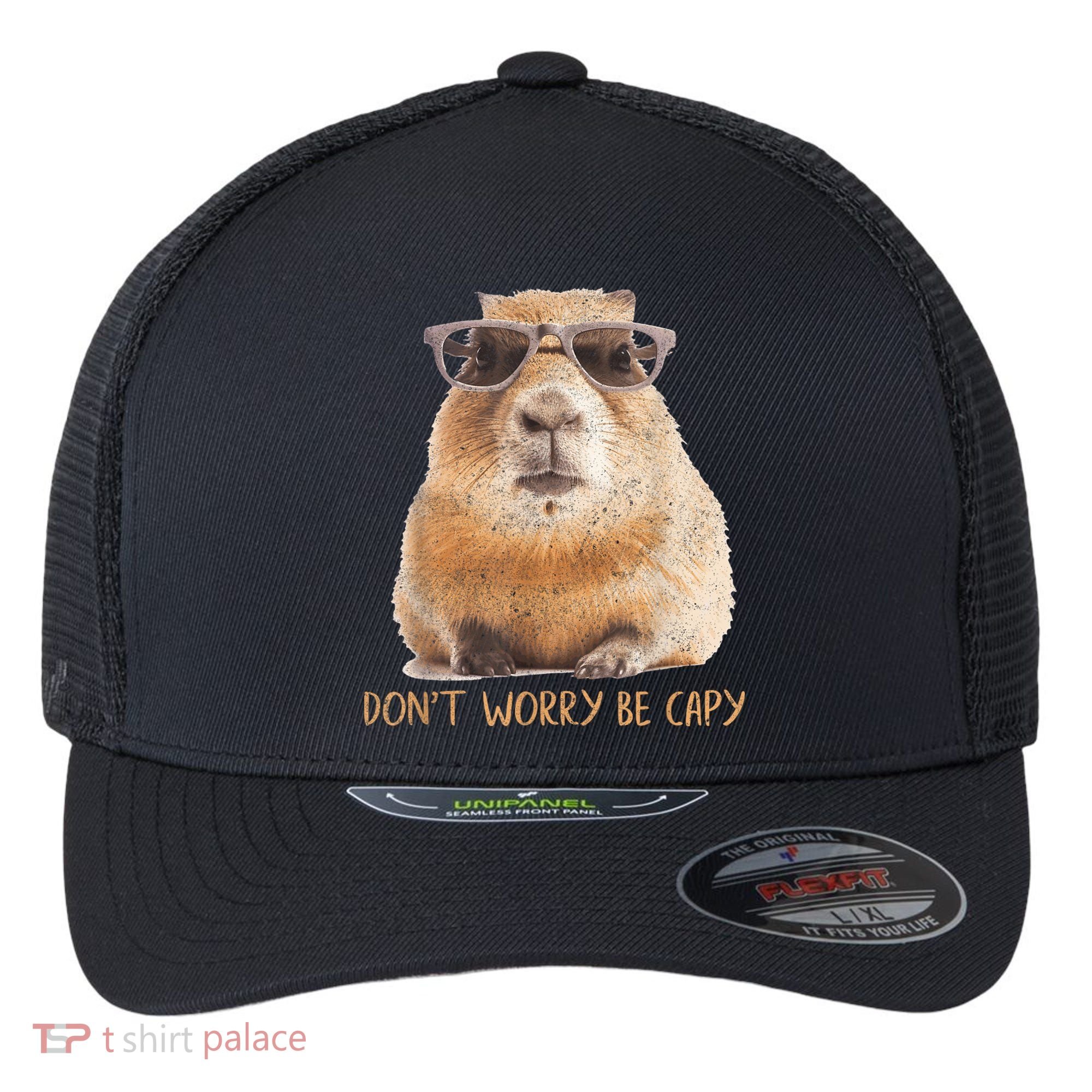 Dont Worry Be Capy Capybara Funny Capybara Lovers Flexfit Unipanel Trucker Cap