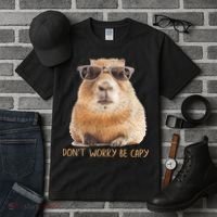 Dont Worry Be Capy Capybara Funny Capybara Lovers Tall T-Shirt thumb 3