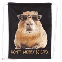 Dont Worry Be Capy Capybara Funny Capybara Lovers Drawstring Bag thumb 0
