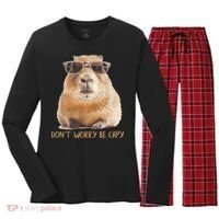 Dont Worry Be Capy Capybara Funny Capybara Lovers Women's Long Sleeve Flannel Pajama Set  thumb 0