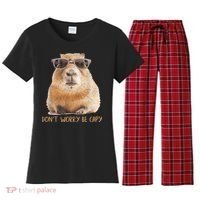 Dont Worry Be Capy Capybara Funny Capybara Lovers Women's Flannel Pajama Set thumb 0