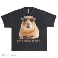 Dont Worry Be Capy Capybara Funny Capybara Lovers Urban Oversized Heavyweight T-Shirt thumb 0