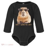 Dont Worry Be Capy Capybara Funny Capybara Lovers Baby Long Sleeve Bodysuit thumb 0