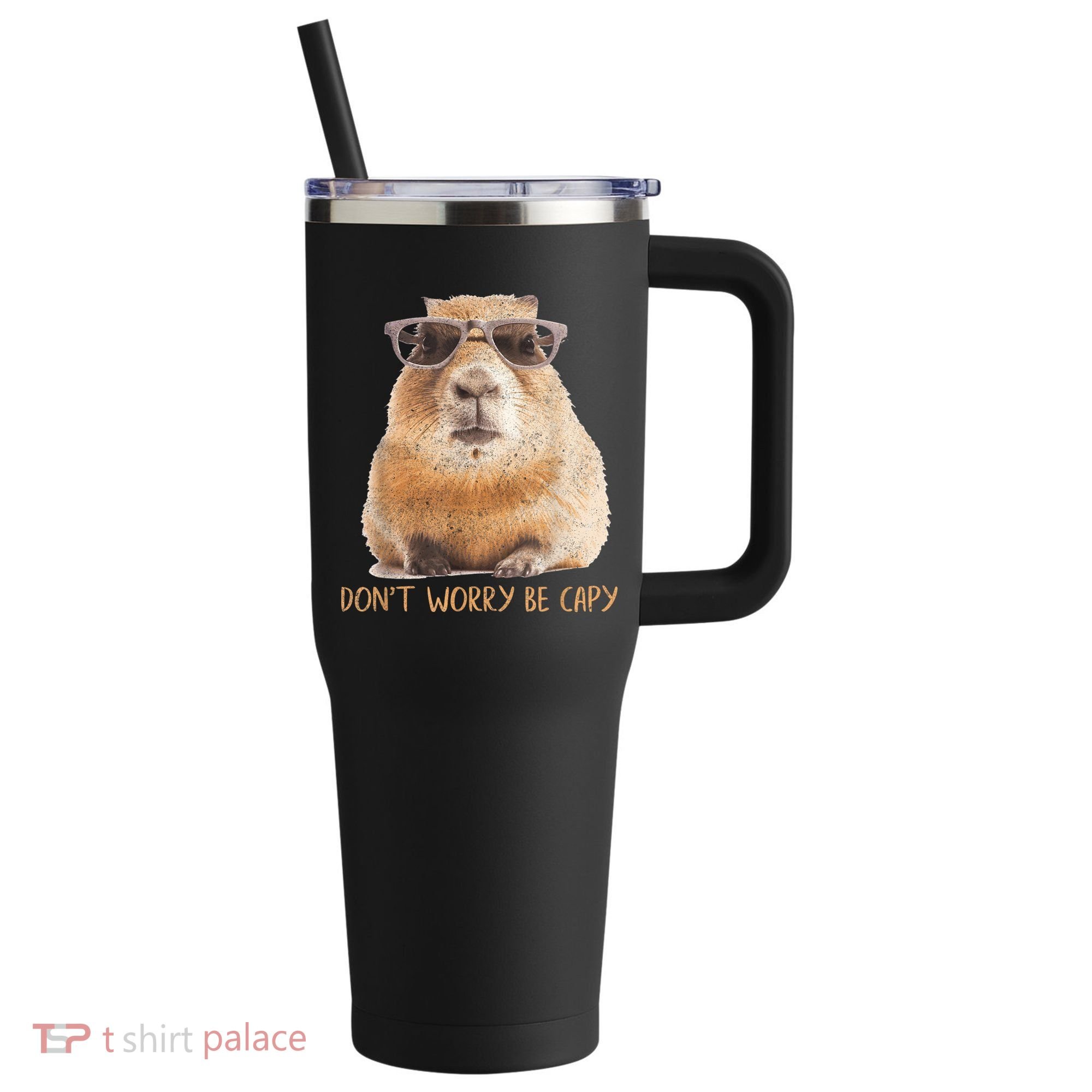 Dont Worry Be Capy Capybara Funny Capybara Lovers 40oz Vacuum Insulated Stainless Steel Travel Tumbler