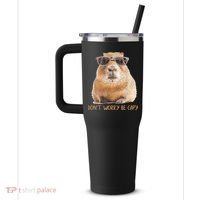 Dont Worry Be Capy Capybara Funny Capybara Lovers 40oz Vacuum Insulated Stainless Steel Travel Tumbler thumb 2