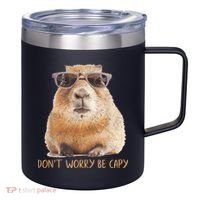 Dont Worry Be Capy Capybara Funny Capybara Lovers 12oz Stainless Steel Coffee Mug thumb 0