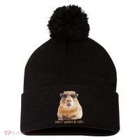 Dont Worry Be Capy Capybara Funny Capybara Lovers Pom Pom 12in Knit Beanie thumb 0