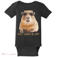 Dont Worry Be Capy Capybara Funny Capybara Lovers Baby Bodysuit thumb 0