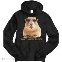 Dont Worry Be Capy Capybara Funny Capybara Lovers Tie Dye Hoodie thumb 0