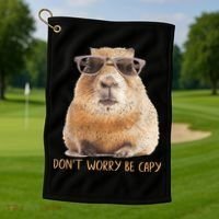 Dont Worry Be Capy Capybara Funny Capybara Lovers Golf Towel thumb 1