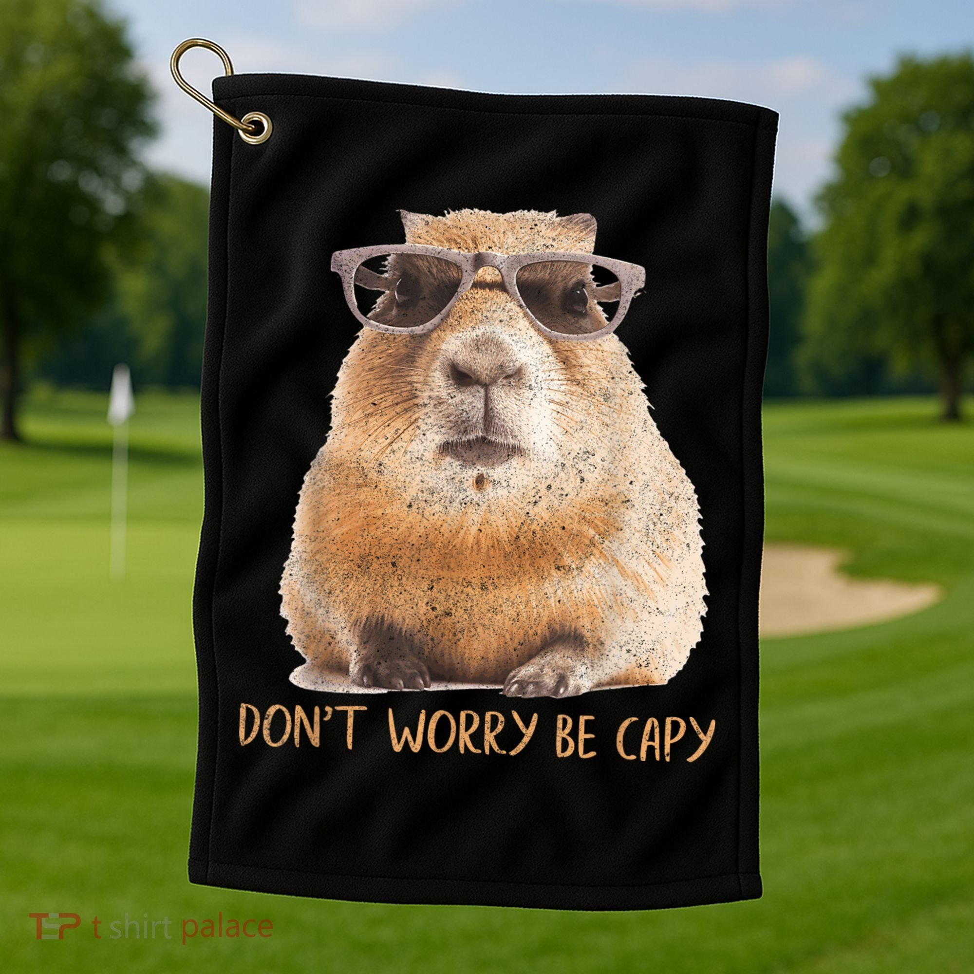 Dont Worry Be Capy Capybara Funny Capybara Lovers Golf Towel