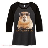 Dont Worry Be Capy Capybara Funny Capybara Lovers Women's Tri-Blend 3/4-Sleeve Raglan Shirt thumb 0