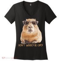 Dont Worry Be Capy Capybara Funny Capybara Lovers Women's V-Neck T-Shirt thumb 0