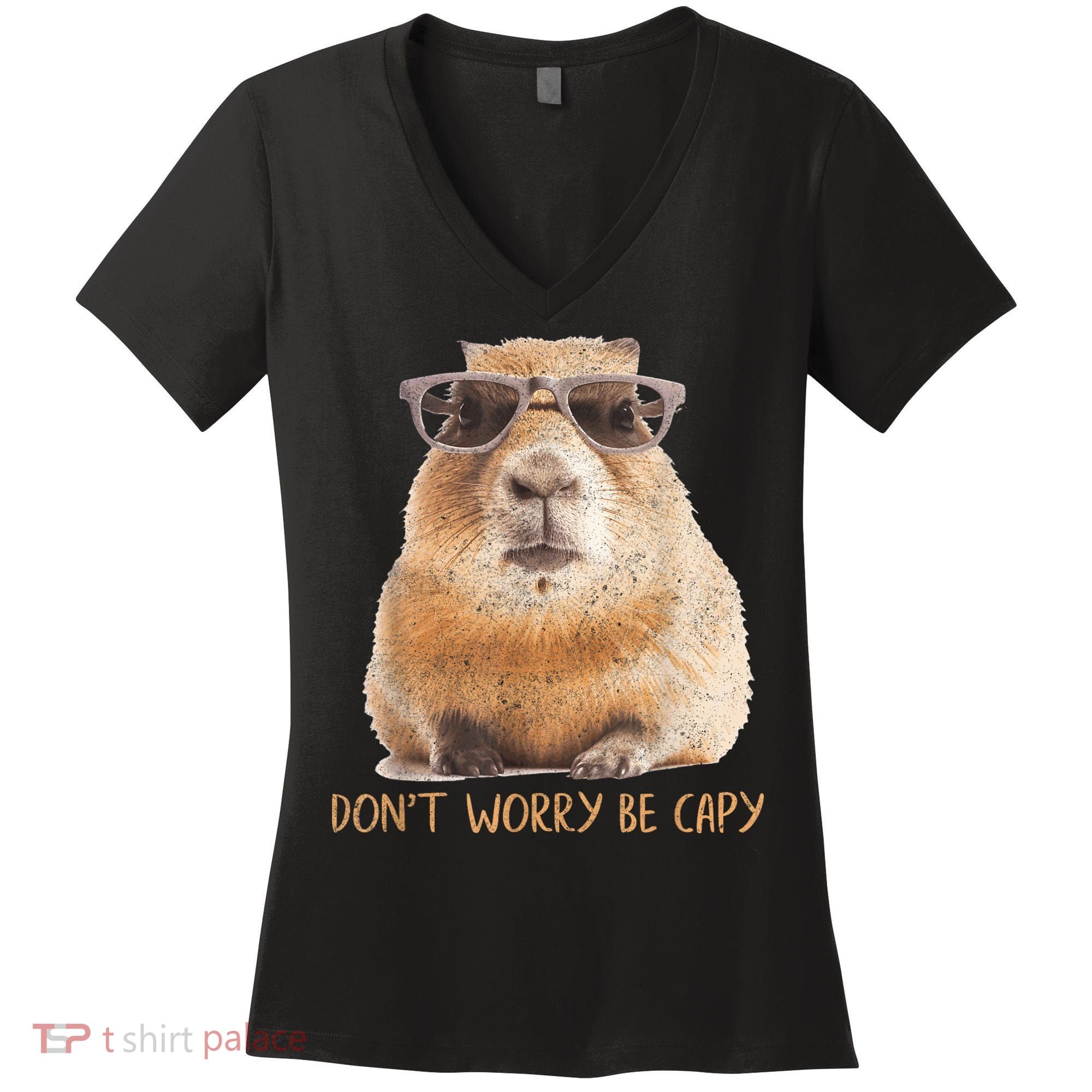 Dont Worry Be Capy Capybara Funny Capybara Lovers Women's V-Neck T-Shirt